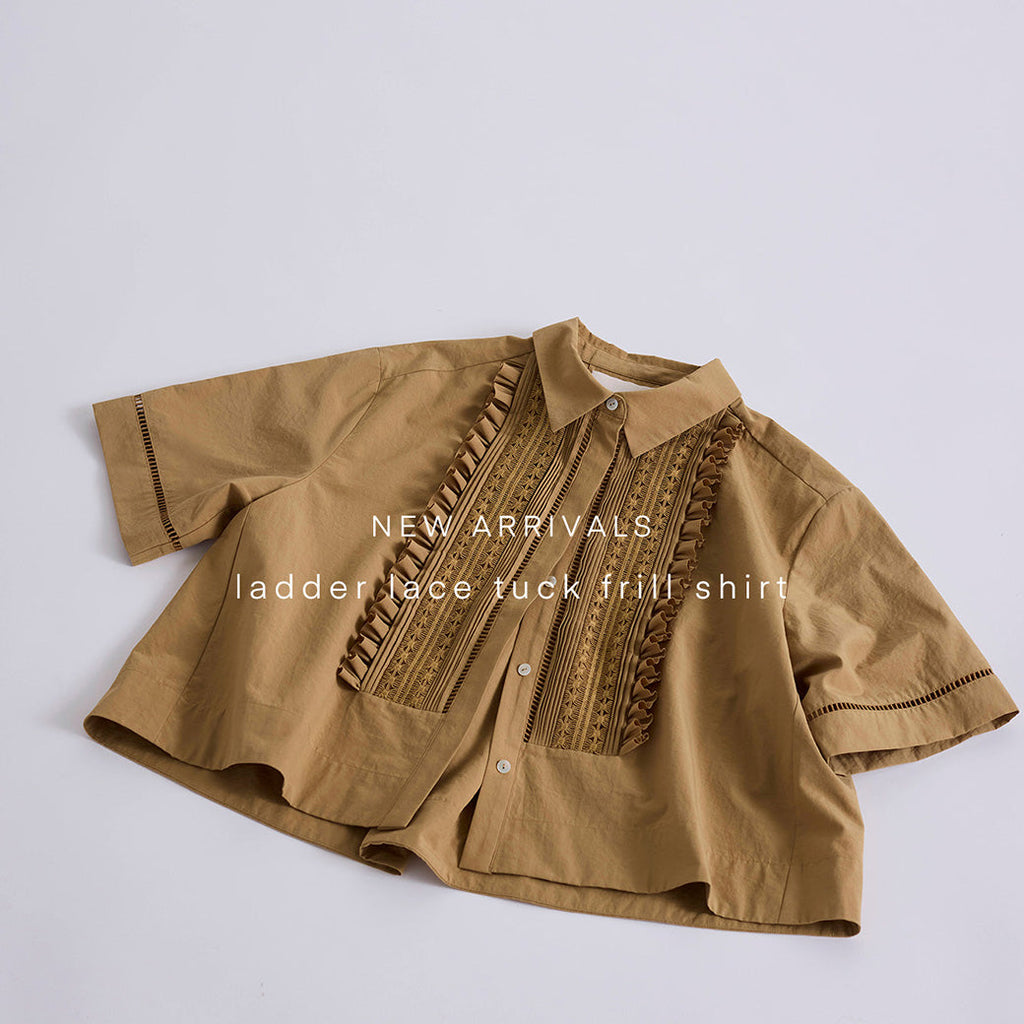 【NEW ARRIVALS】ladder lace tuck frill shirt