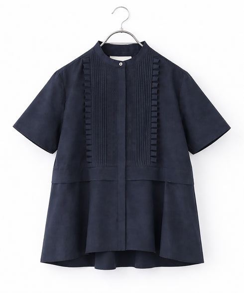 tuck frill flare half sleeve shirt