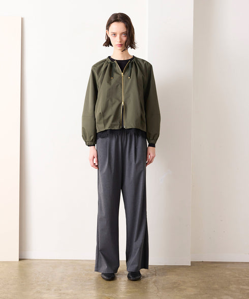 scallop-lace hem twill blouson