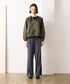scallop-lace hem twill blouson
