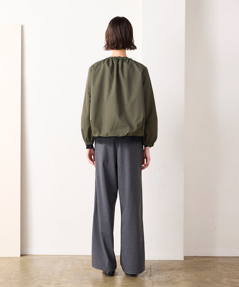 scallop-lace hem twill blouson