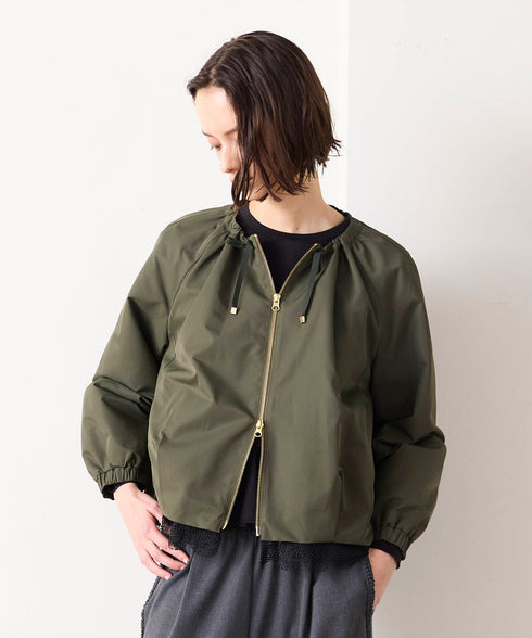 scallop-lace hem twill blouson