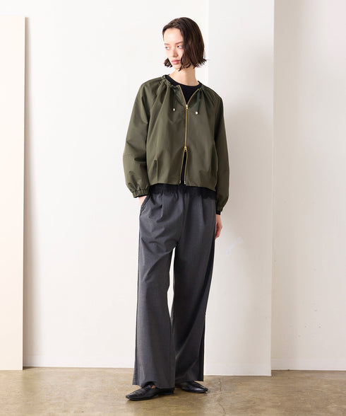scallop-lace hem twill blouson