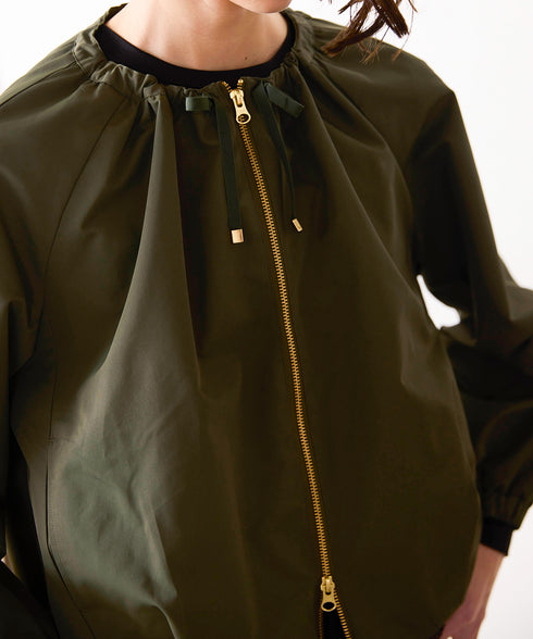 scallop-lace hem twill blouson
