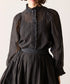 sheer velour volume sleeve blouse