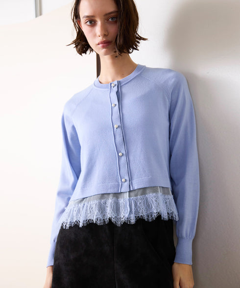 【10/23発売予定】eyelash lace hem A‐line cardigan