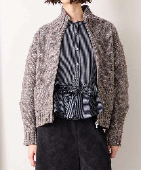 10/9発売予定【SOI-MeME】lame knit high neck blouson