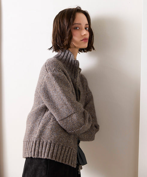 10/9発売予定【SOI-MeME】lame knit high neck blouson