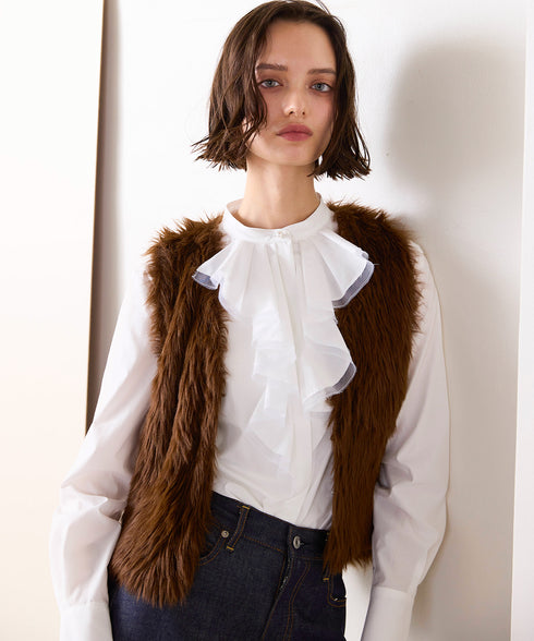10/16発売予定 2way shaggy knit vest