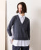 striped shirt layered knit top