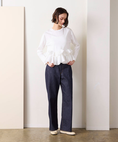 spiral ruffle cutsew top