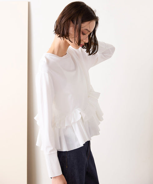spiral ruffle cutsew top