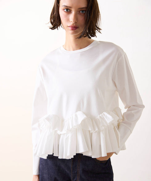spiral ruffle cutsew top