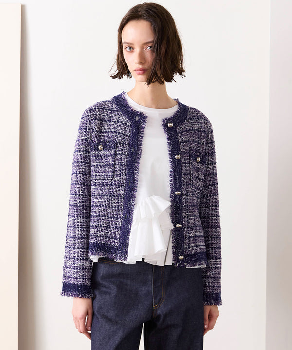 boucle tweed knit jacket