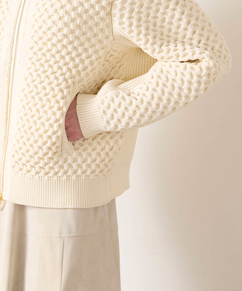 polyester honeycomb knit blouson