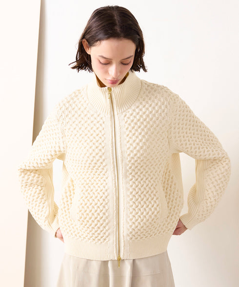polyester honeycomb knit blouson