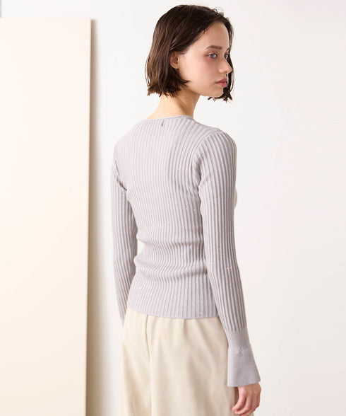 【10/23発売予定】lame spangle rib knit top