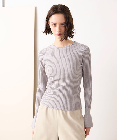 【10/23発売予定】lame spangle rib knit top