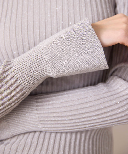 【10/23発売予定】lame spangle rib knit top
