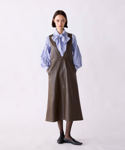 【SOI-MeME】stripe embroidery tie blouse