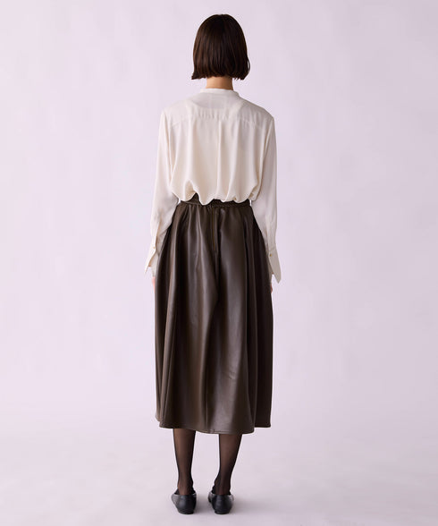 <8/28発売>【SOI-MeME】crystal pleats satin shirt