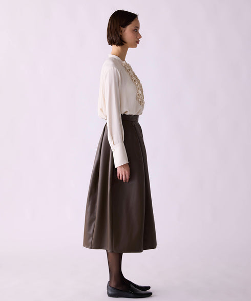 <8/28発売>【SOI-MeME】crystal pleats satin shirt