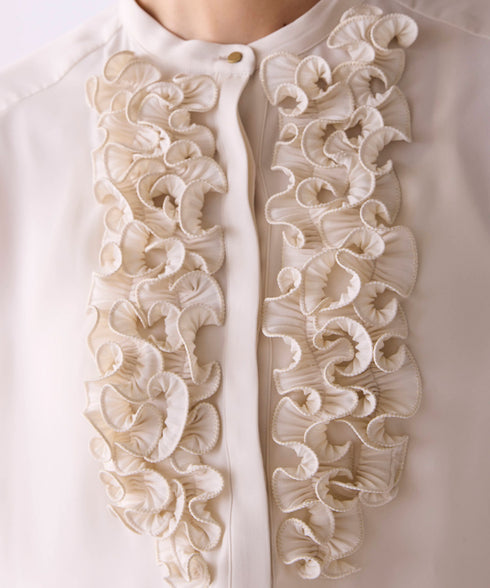 <8/28発売>【SOI-MeME】crystal pleats satin shirt