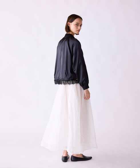 【SOI-MeME】eyelash lace satin reversible blouson