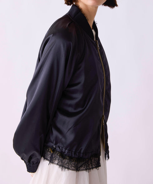 【SOI-MeME】eyelash lace satin reversible blouson
