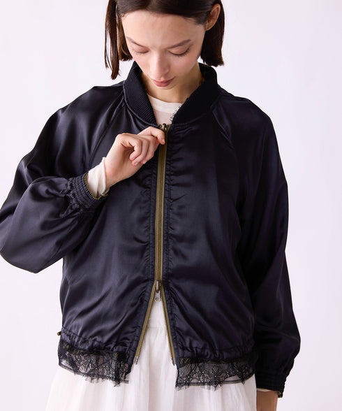 【SOI-MeME】eyelash lace satin reversible blouson