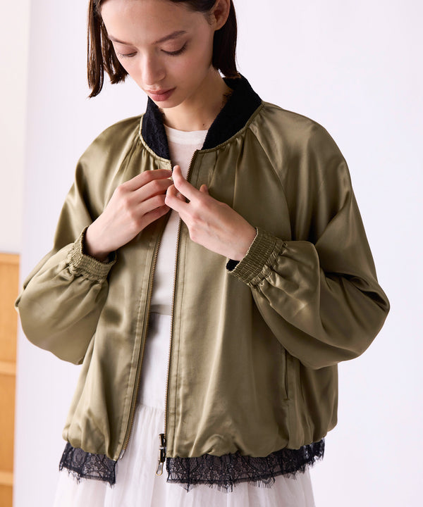 【SOI-MeME】eyelash lace satin reversible blouson