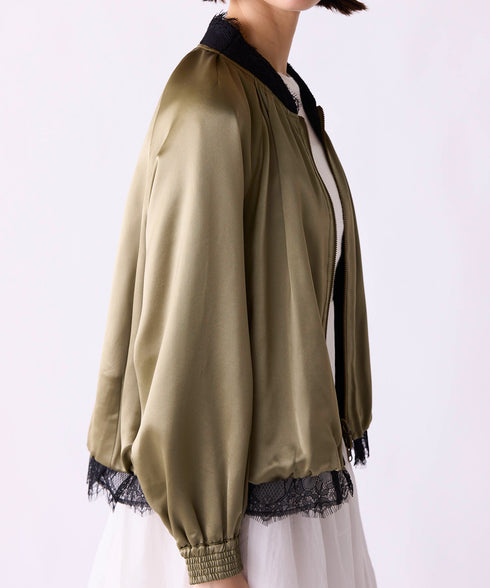 【SOI-MeME】eyelash lace satin reversible blouson