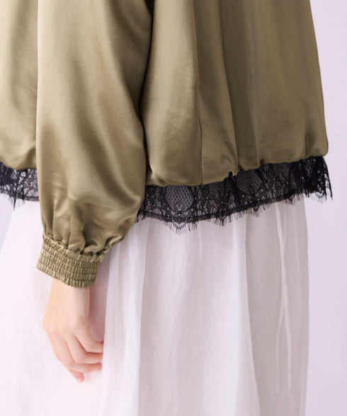【SOI-MeME】eyelash lace satin reversible blouson
