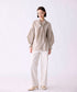【SOI-MeME】stripe embroidery tie blouse