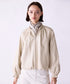 【SOI-MeME】stripe embroidery tie blouse
