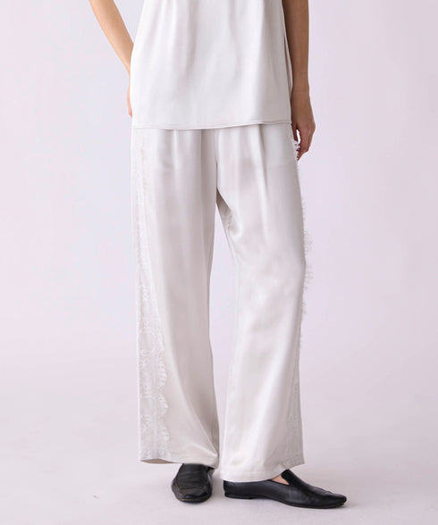 【SOI-MeME】eyelash lace satin drawstring pants