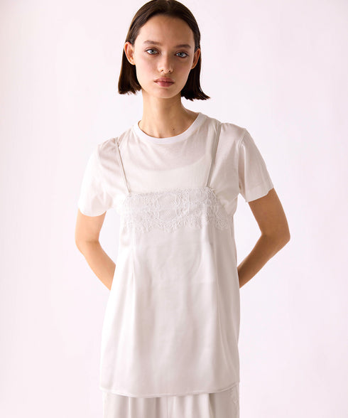 【SOI-MeME】eyelash lace satin camisole