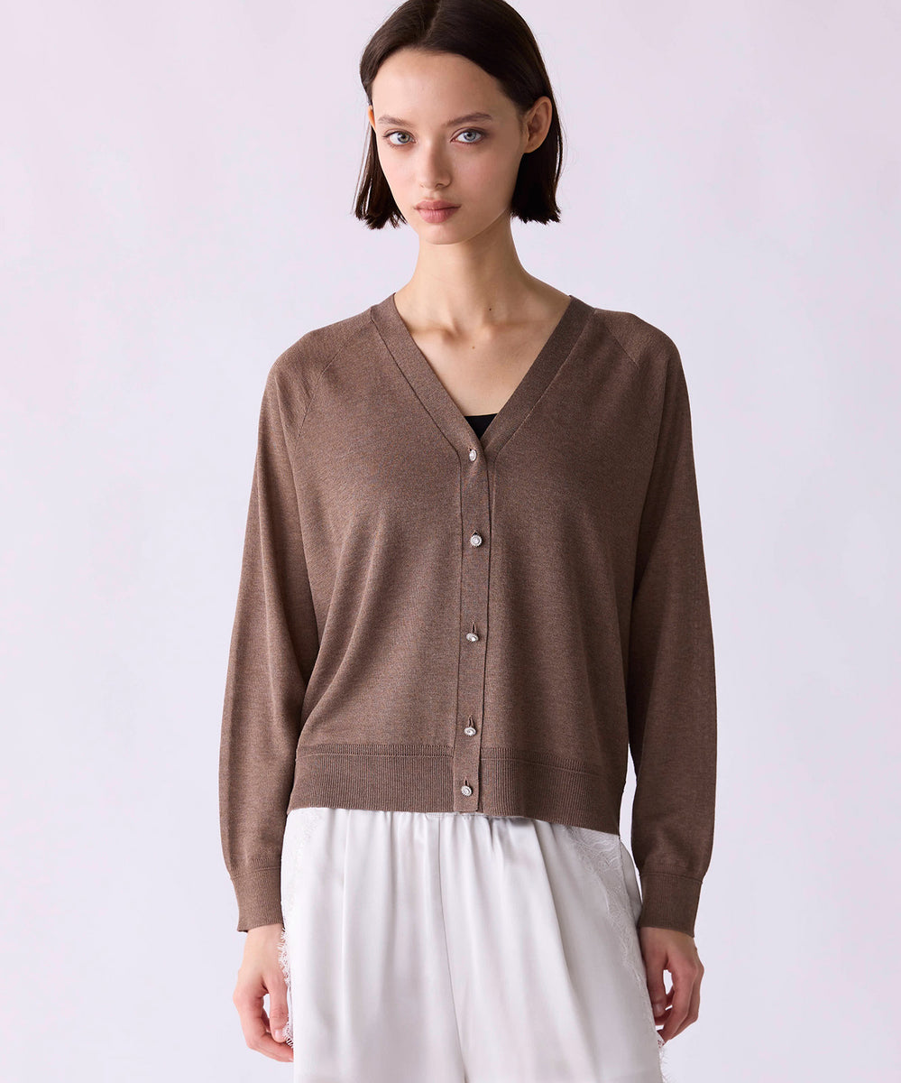 16G lame knit raglan cardigan – MARILYN MOON OFFICIAL ONLINE SHOP