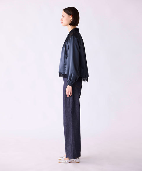 【SOI-MeME】eyelash lace satin reversible blouson