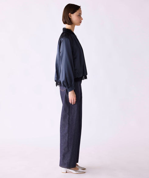 【SOI-MeME】eyelash lace satin reversible blouson