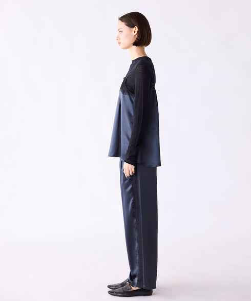 【SOI-MeME】eyelash lace satin drawstring pants