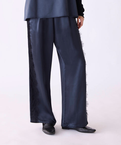 【SOI-MeME】eyelash lace satin drawstring pants