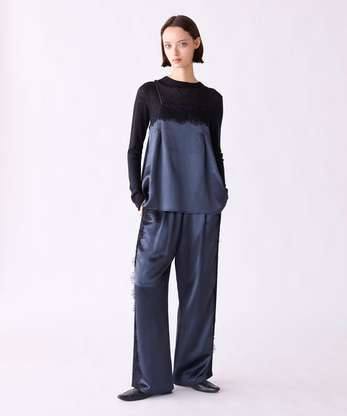 【SOI-MeME】eyelash lace satin camisole