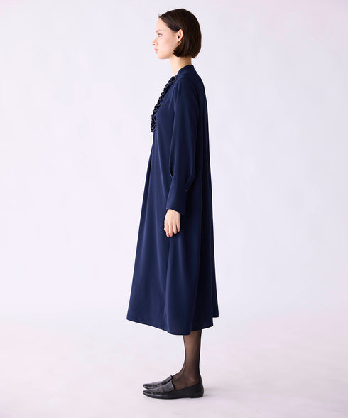 <8/28発売>【SOI-MeME】crystal pleats satin shirt dress