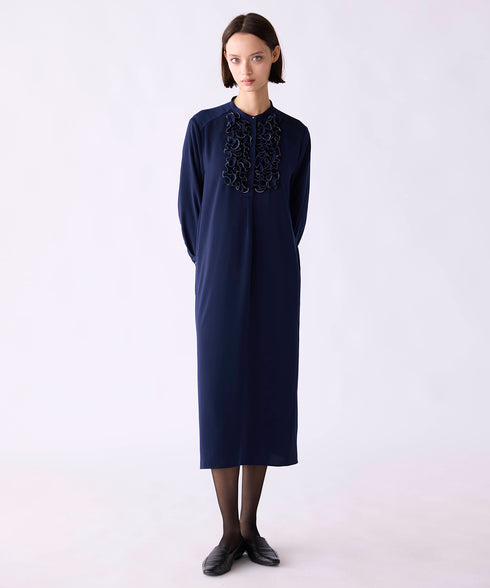 <8/28発売>【SOI-MeME】crystal pleats satin shirt dress