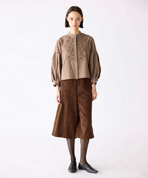 10/16発売予定【SOI-MeME】diamond tuck embroidery modern blouse
