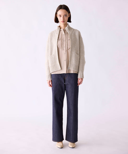 10/9発売予定【SOI-MeME】lame knit high neck blouson