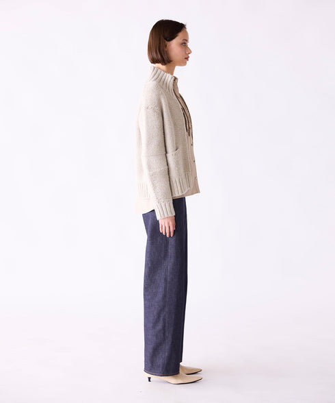 10/9発売予定【SOI-MeME】lame knit high neck blouson