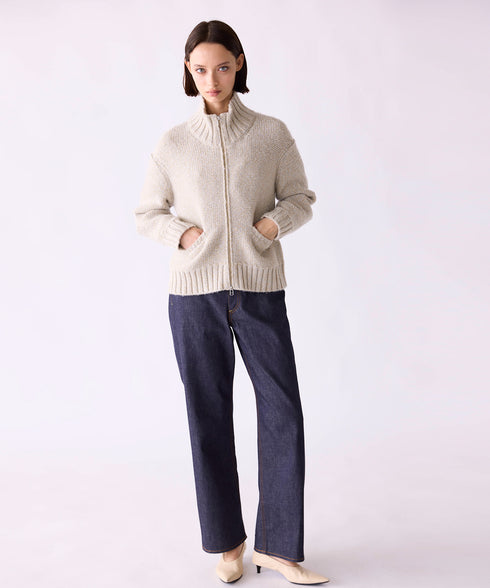 10/9発売予定【SOI-MeME】lame knit high neck blouson