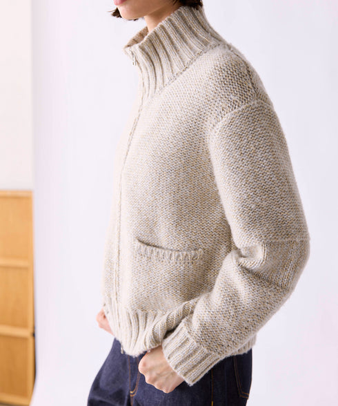 10/9発売予定【SOI-MeME】lame knit high neck blouson
